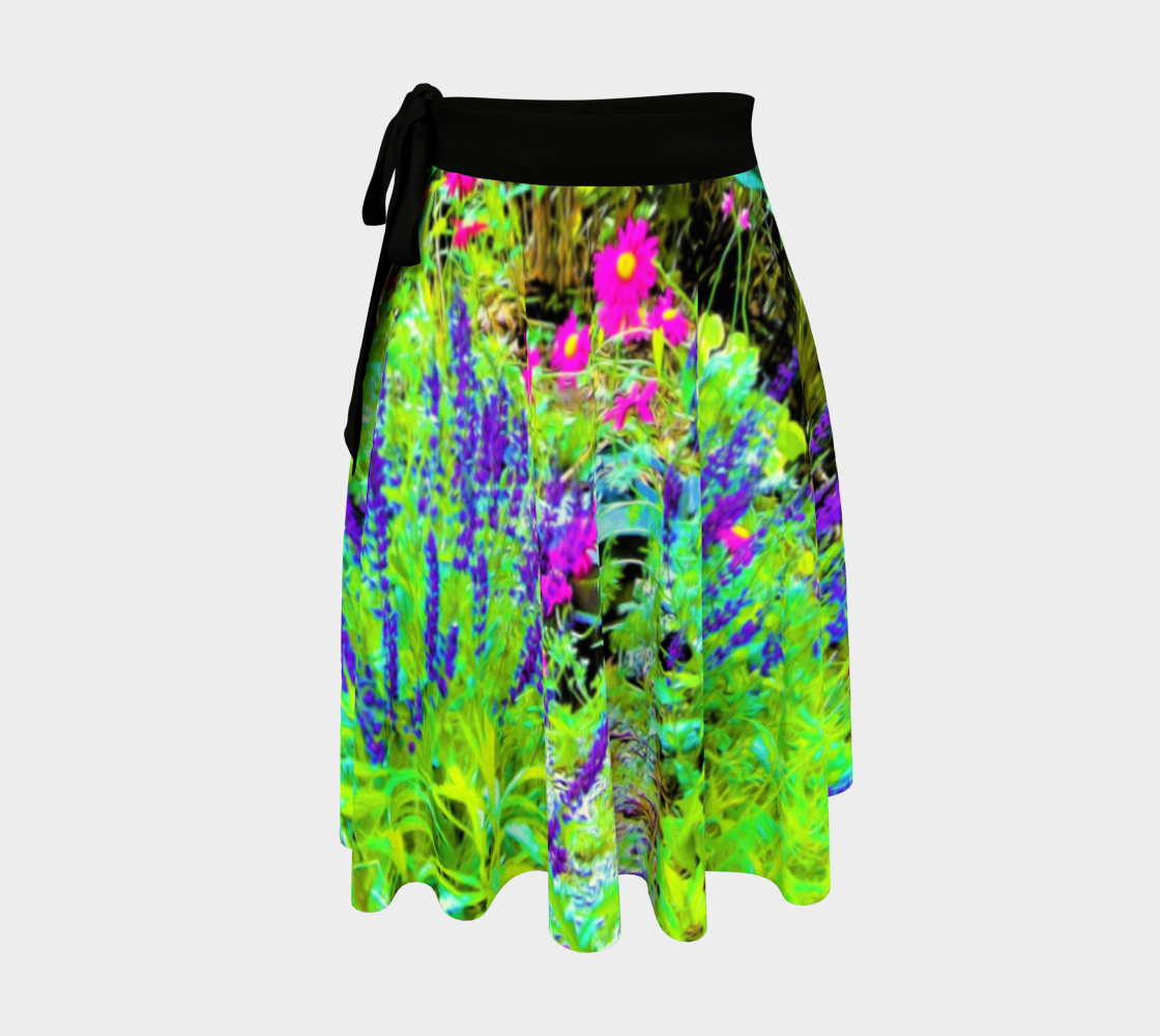 Artsy Wrap Skirt, Green Spring Garden Landscape with Peonies