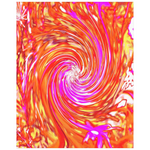 Colorful Posters, Abstract Retro Magenta and Autumn Colors Floral Swirl - Vertical