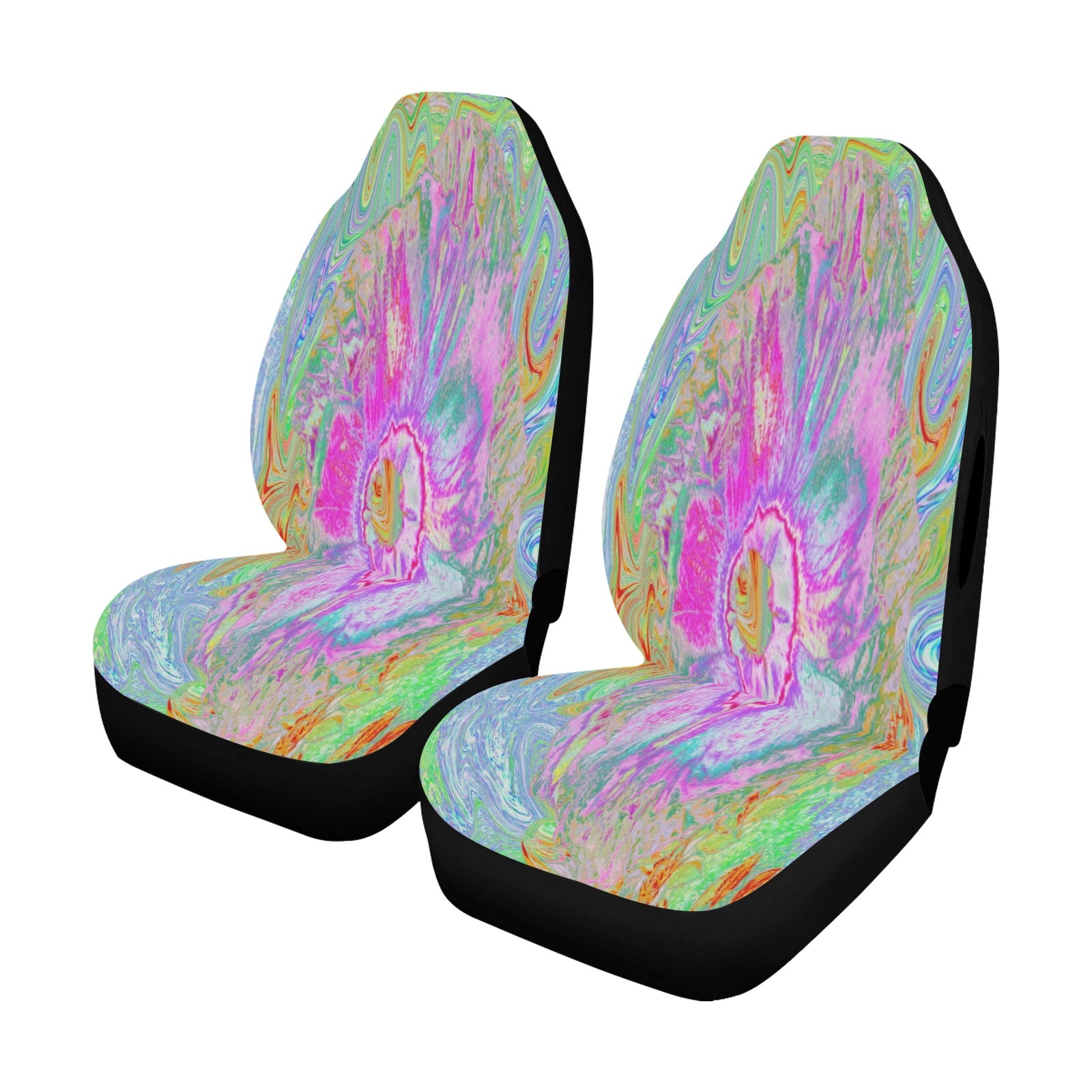 Car Seat Covers, Psychedelic Hot Pink and Ultra-Violet Hibiscus
