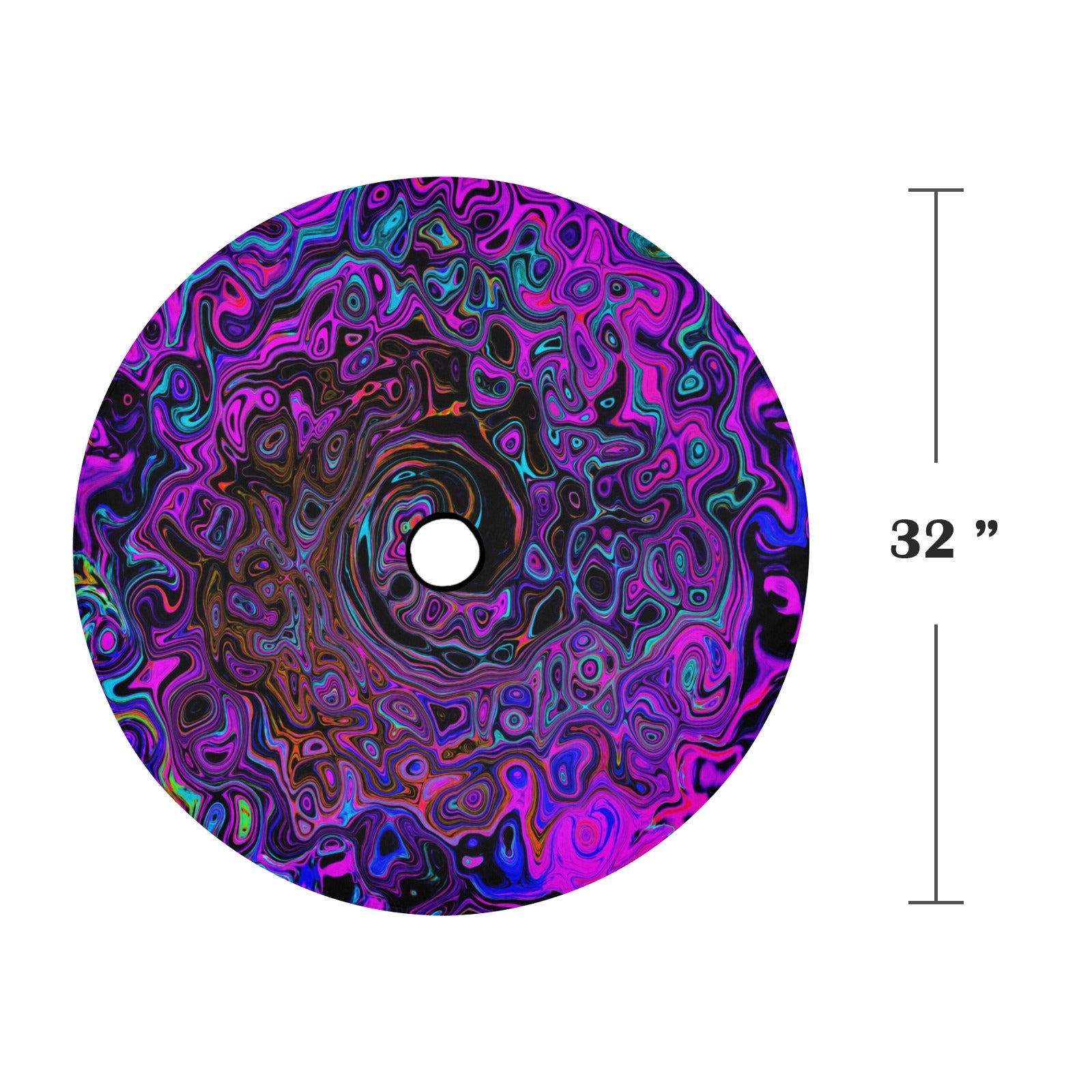 Spare Tire Cover with Backup Camera Hole - Trippy Black and Magenta Retro Liquid Swirl - Medium