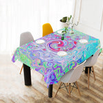 Tablecloths for Rectangle Tables, Groovy Abstract Retro Pink and Green Swirl