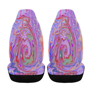 Car Seat Covers, Groovy Abstract Retro Red, Purple and Pink Swirl