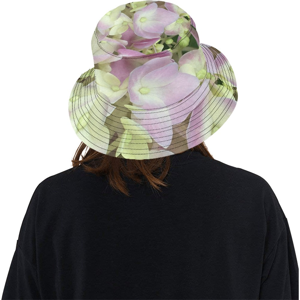 Bucket Hats, Antique White and Dusty Pink Hydrangea Petals