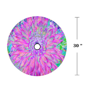 Spare Tire Cover with Backup Camera Hole - Cool Pink Blue and Purple Artsy Dahlia Bloom - Small
