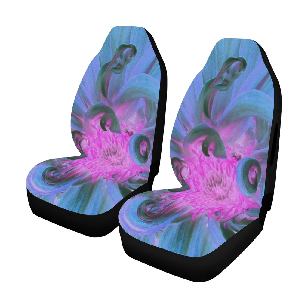 Car Seat Covers - Festive Blue and Hot Pink Dahlia Flower Petals