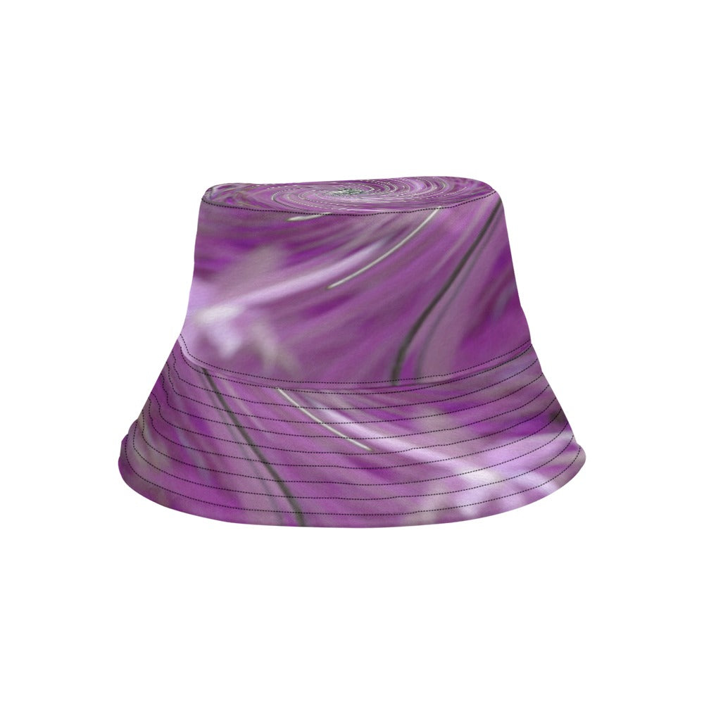 Bucket Hats - Cool Abstract Purple Floral Swirl