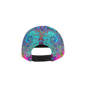 Snapback Hats, Trippy Sky Blue Abstract Retro Liquid Swirl