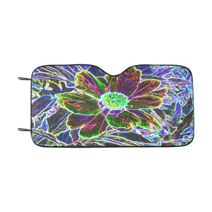 Auto Sun Shades, Abstract Garden Peony in Black and Blue