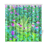 Shower Curtain, Purple Coneflower Garden with Chartreuse Foliage
