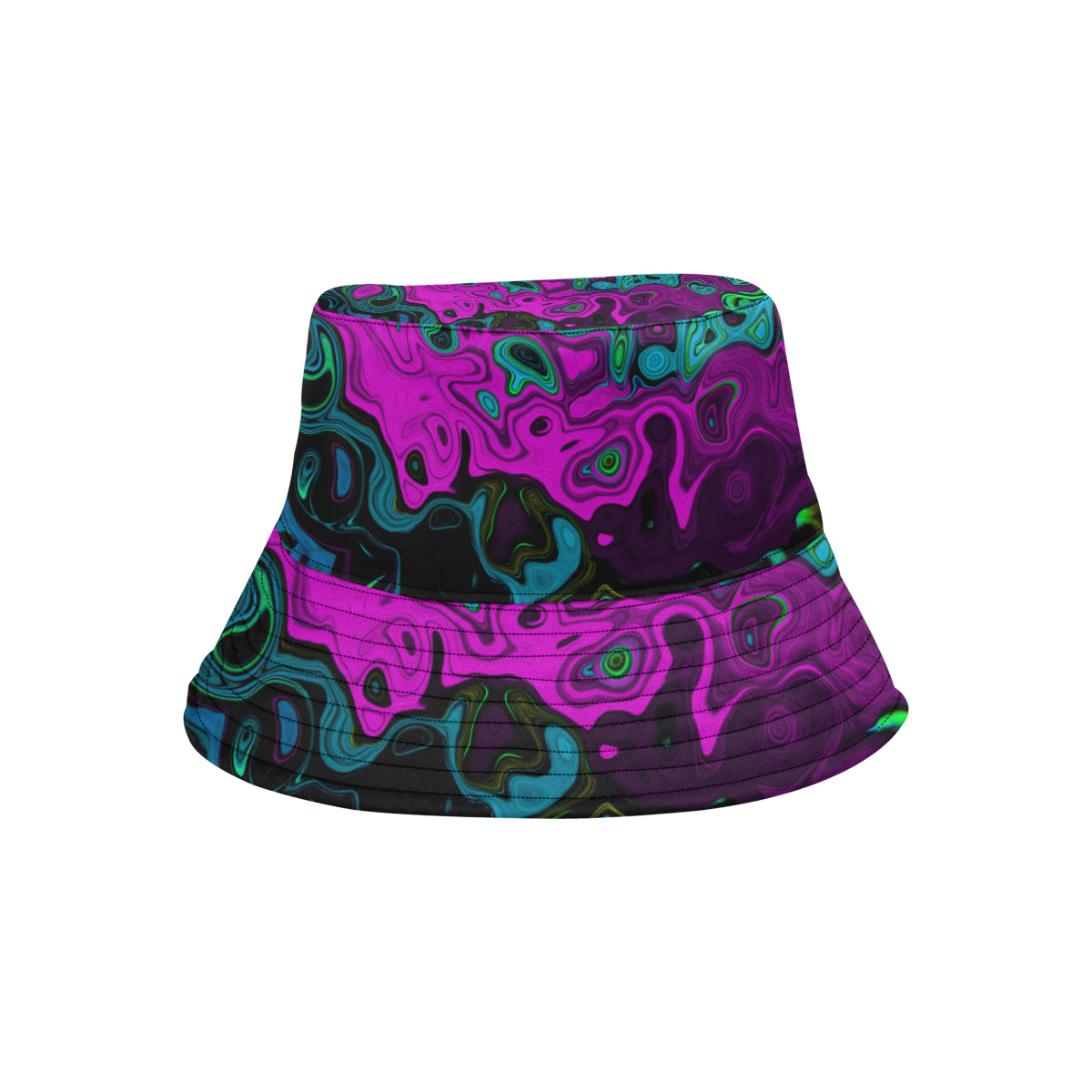Bucket Hats, Bold Magenta Abstract Groovy Liquid Art Swirl