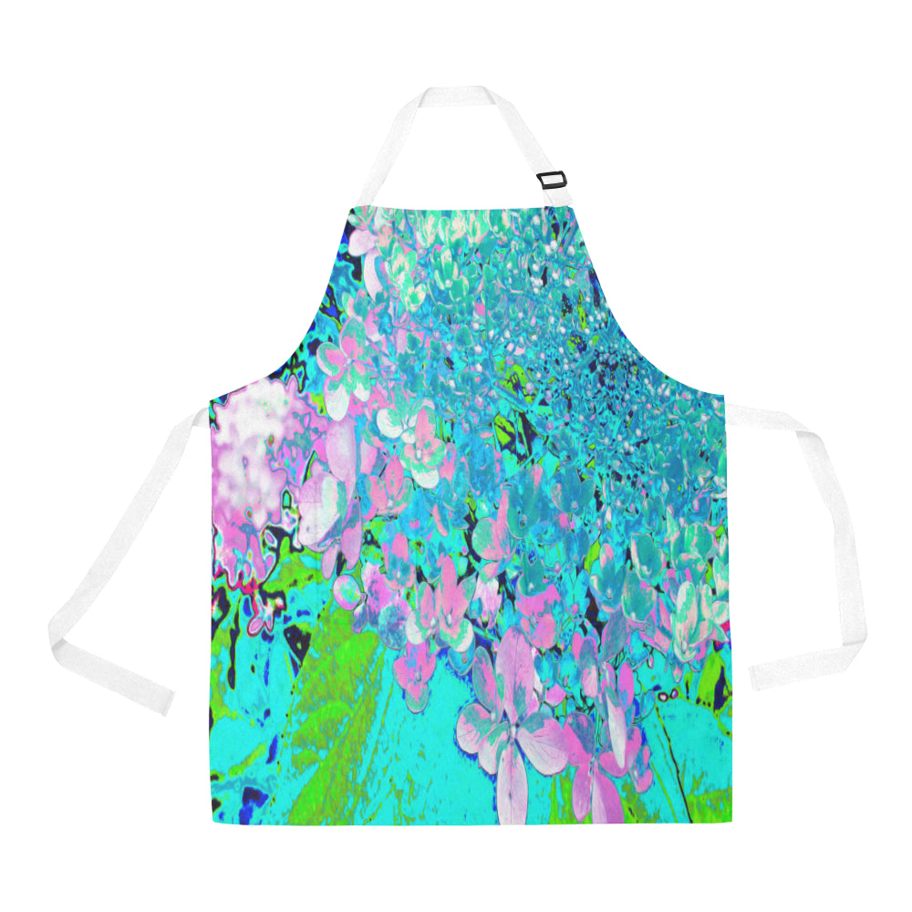 Apron with Pockets, Elegant Pink and Blue Limelight Hydrangea