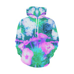 Hoodies for Women, Pink, Green, Blue and White Garden Phlox Flowers