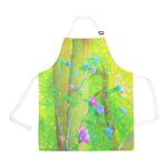 Apron with Pockets, Hot Pink Abstract Rose of Sharon on Bright Yellow