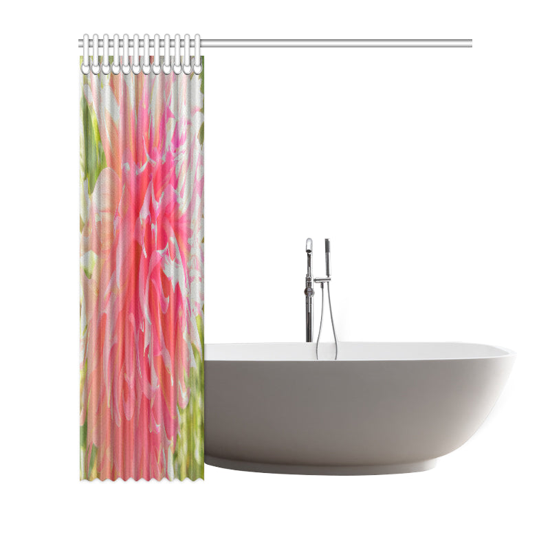 Shower Curtain, Elegant Coral and Pink Decorative Dahlia