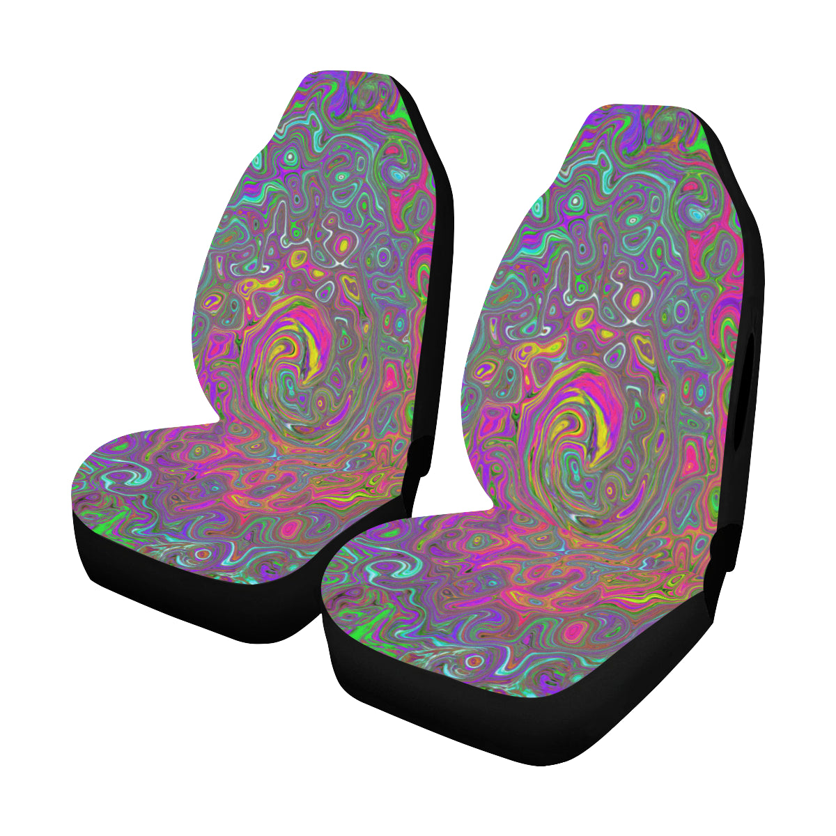 Car Seat Covers, Trippy Hot Pink Abstract Retro Liquid Swirl