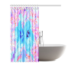 Shower Curtain, Two Cool Blue Plum Crazy Hibiscus on Purple