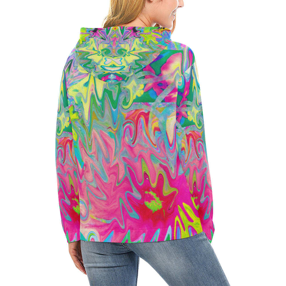 Hoodies for Women, Colorful Flower Garden Abstract Collage