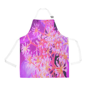 Apron with Pockets, Cool Abstract Retro Nature in Purple and Coral