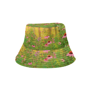 Bucket Hats, Golden Sunrise with Pink Coneflowers in My Garden