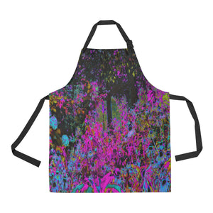 Apron with Pockets, Psychedelic Hot Pink and Black Garden Sunrise