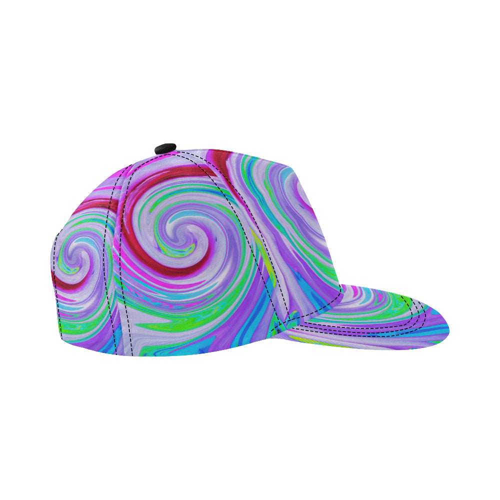 Snapback Hats, Groovy Abstract Red Swirl on Purple and Pink