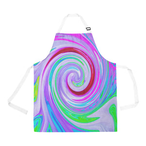 Apron with Pockets, Groovy Abstract Red Swirl on Purple and Pink