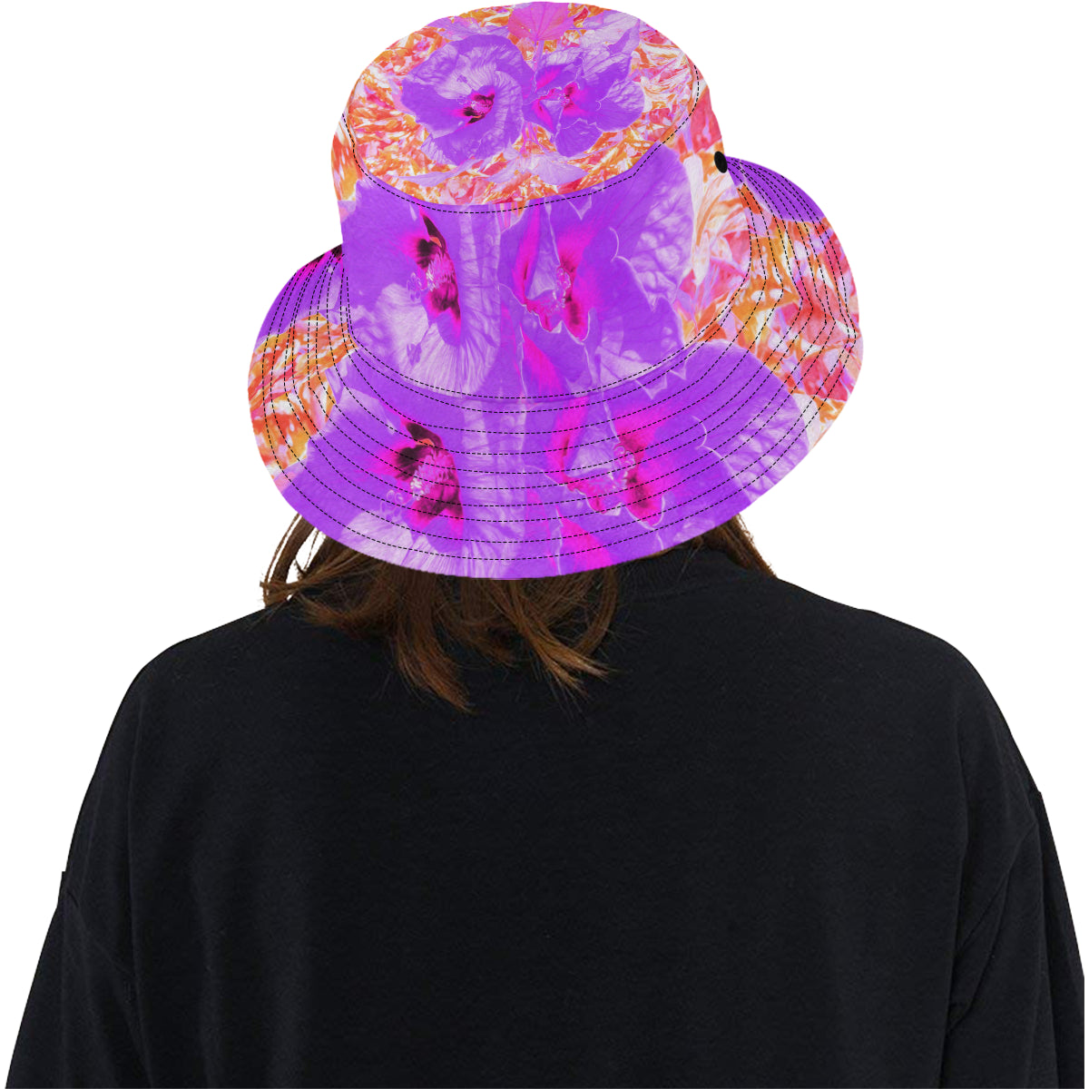 Bucket Hats, Two Purple and Hot Pink Plum Crazy Hibiscus