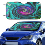 Auto Sun Shades, Dramatic Black and Turquoise Abstract Retro Twirl
