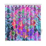 Shower Curtains, Dramatic Psychedelic Colorful Red and Purple Flowers