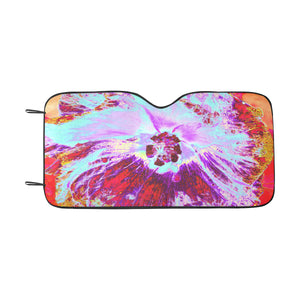 Auto Sun Shades, Abstract Tropical Aqua and Purple Hibiscus Flower