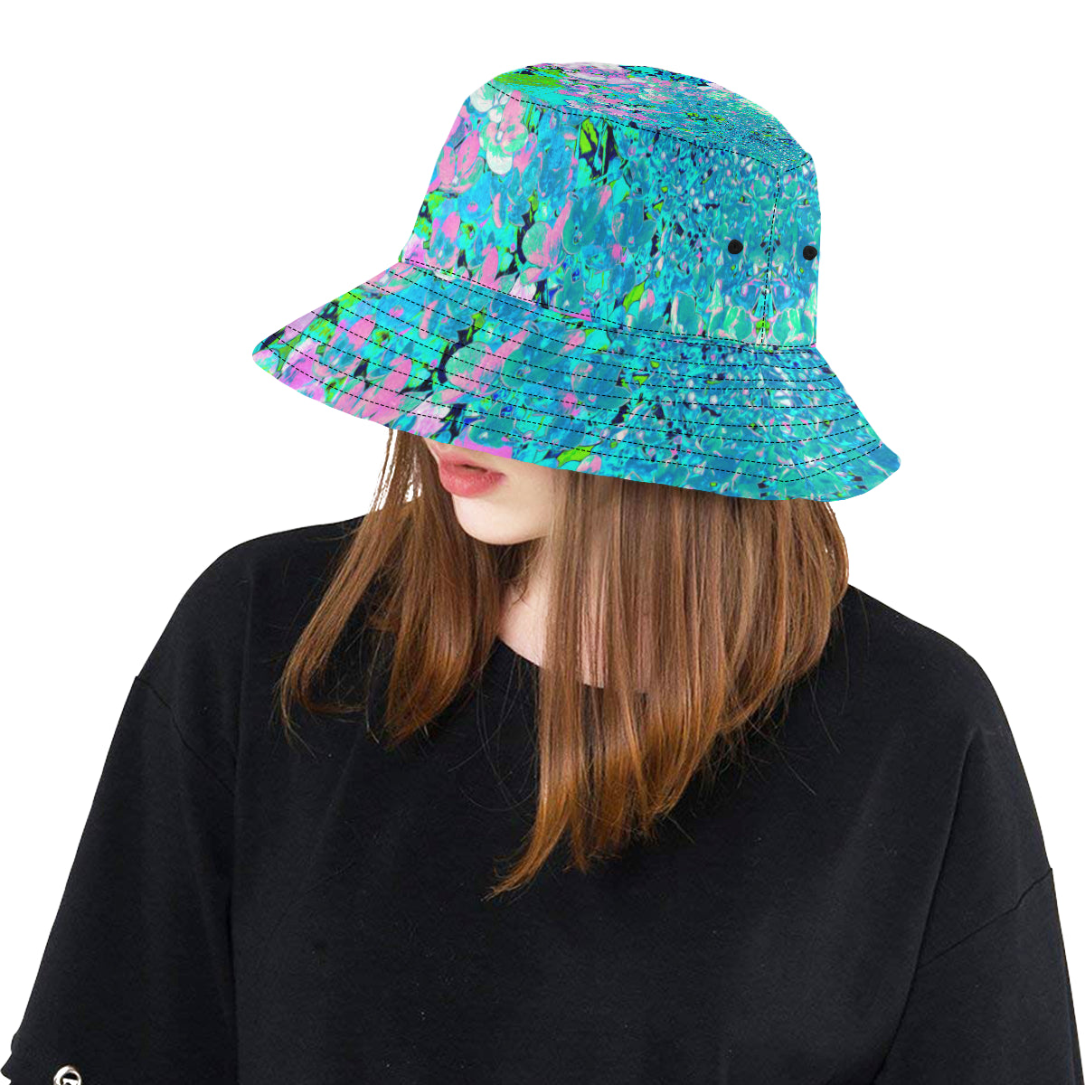 Bucket Hats, Elegant Pink and Blue Limelight Hydrangea