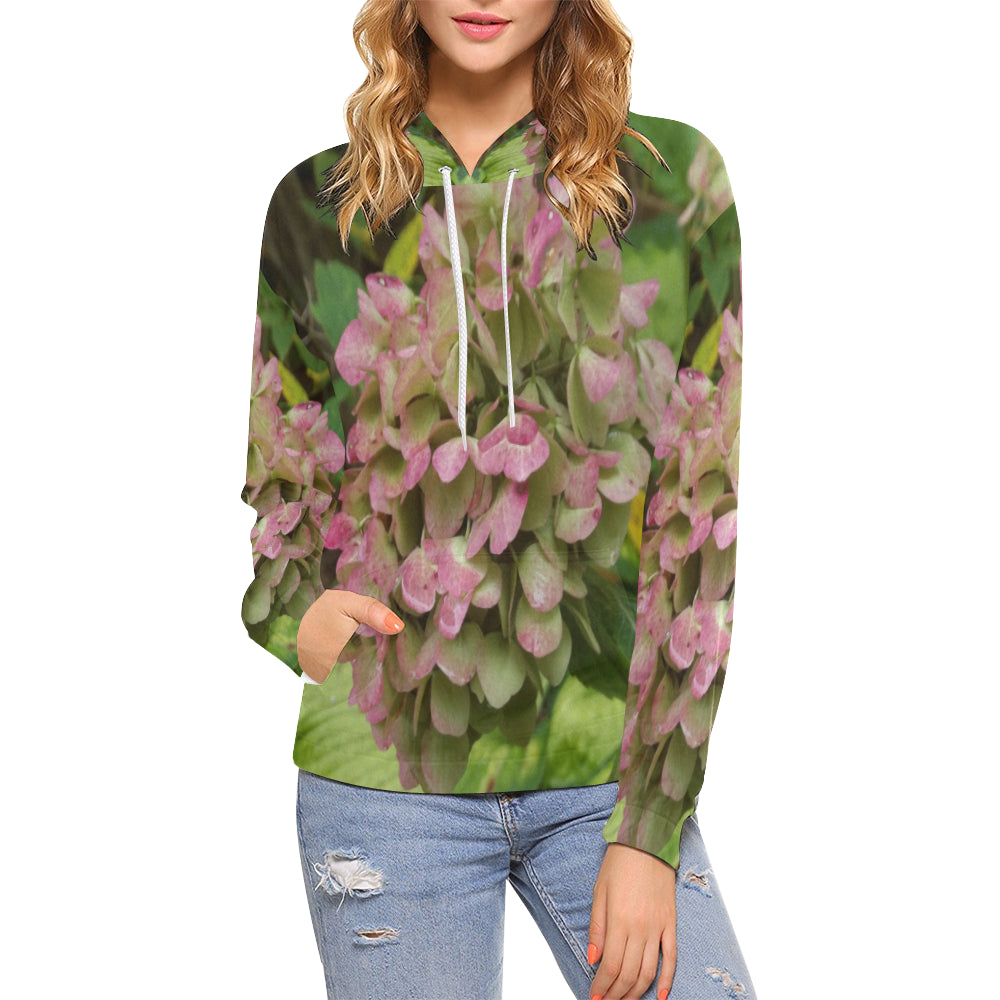 Hoodies for Women, Autumn Hydrangea Bloom with Golden Hosta Leaves