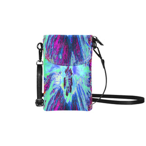 Cell Phone Purses, Psychedelic Retro Green and Blue Hibiscus Flower