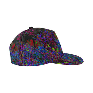Snapback Hats, Psychedelic Crimson Red and Black Garden Sunrise