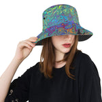 Bucket Hats, Magenta, Blue and Sea Foam Green Retro Swirl