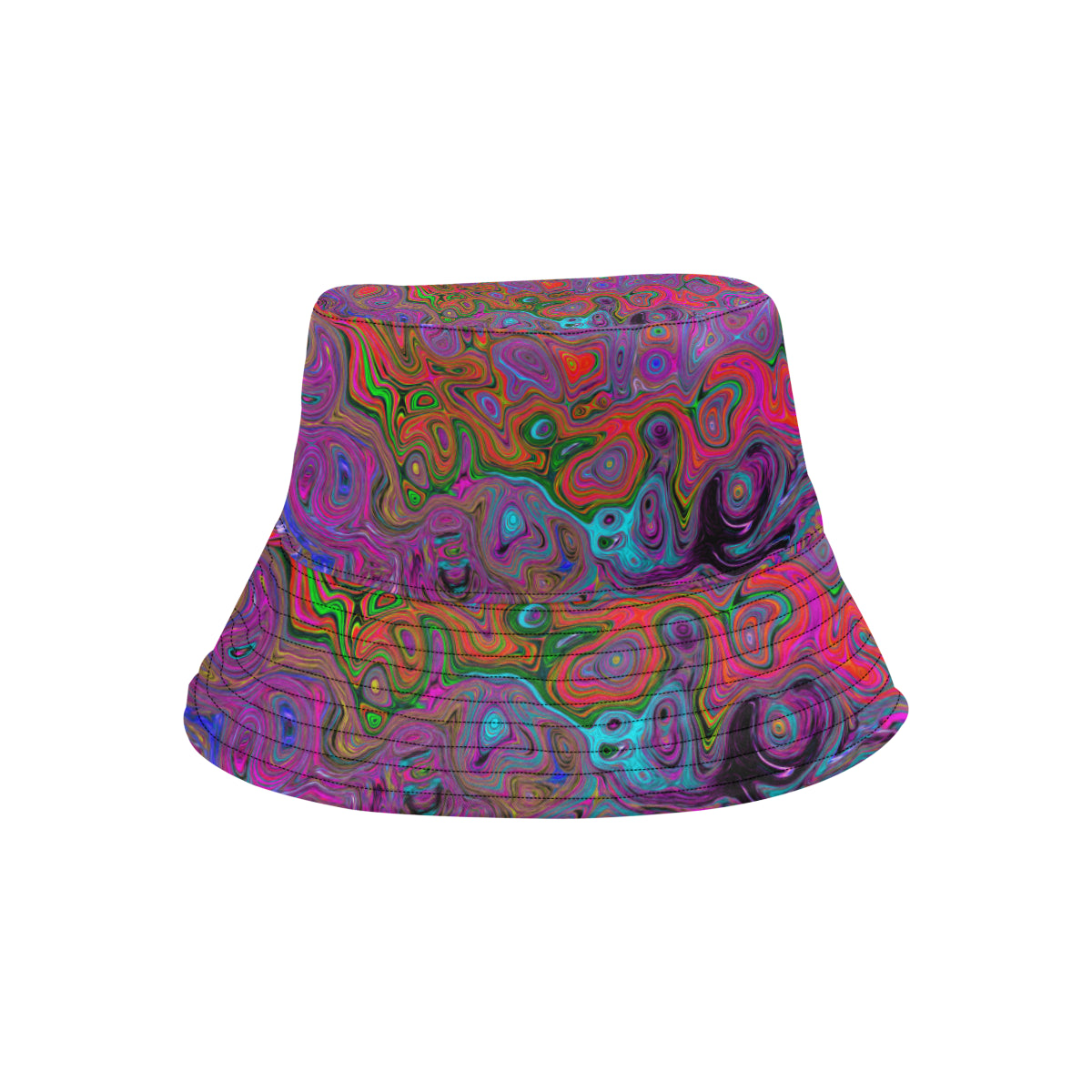 Bucket Hats, Psychedelic Groovy Magenta Retro Liquid Swirl