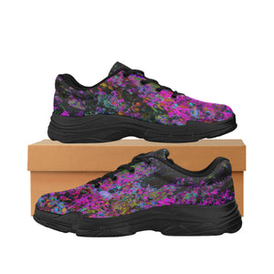 Running Shoes for Women, Psychedelic Hot Pink and Black Garden Sunrise