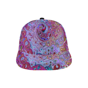 Snapback Hats, Retro Groovy Abstract Lavender and Magenta Swirl