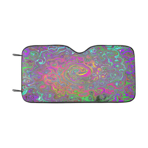 Auto Sun Shades, Trippy Hot Pink Abstract Retro Liquid Swirl