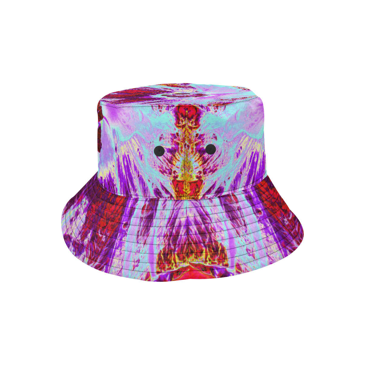 Bucket Hats, Abstract Tropical Aqua and Purple Hibiscus Flower