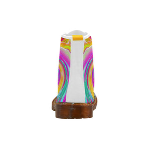 Boots for Women, Colorful Fiesta Swirl Retro Abstract Design
