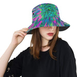 Bucket Hats, Psychedelic Magenta, Aqua and Lime Green Dahlia