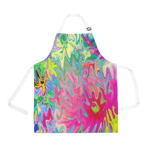 Apron with Pockets, Colorful Flower Garden Abstract Collage