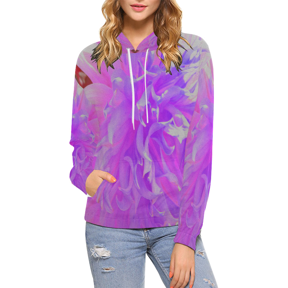 Hoodies for Women, Elegant Ultra-Violet Decorative Dahlia Flower