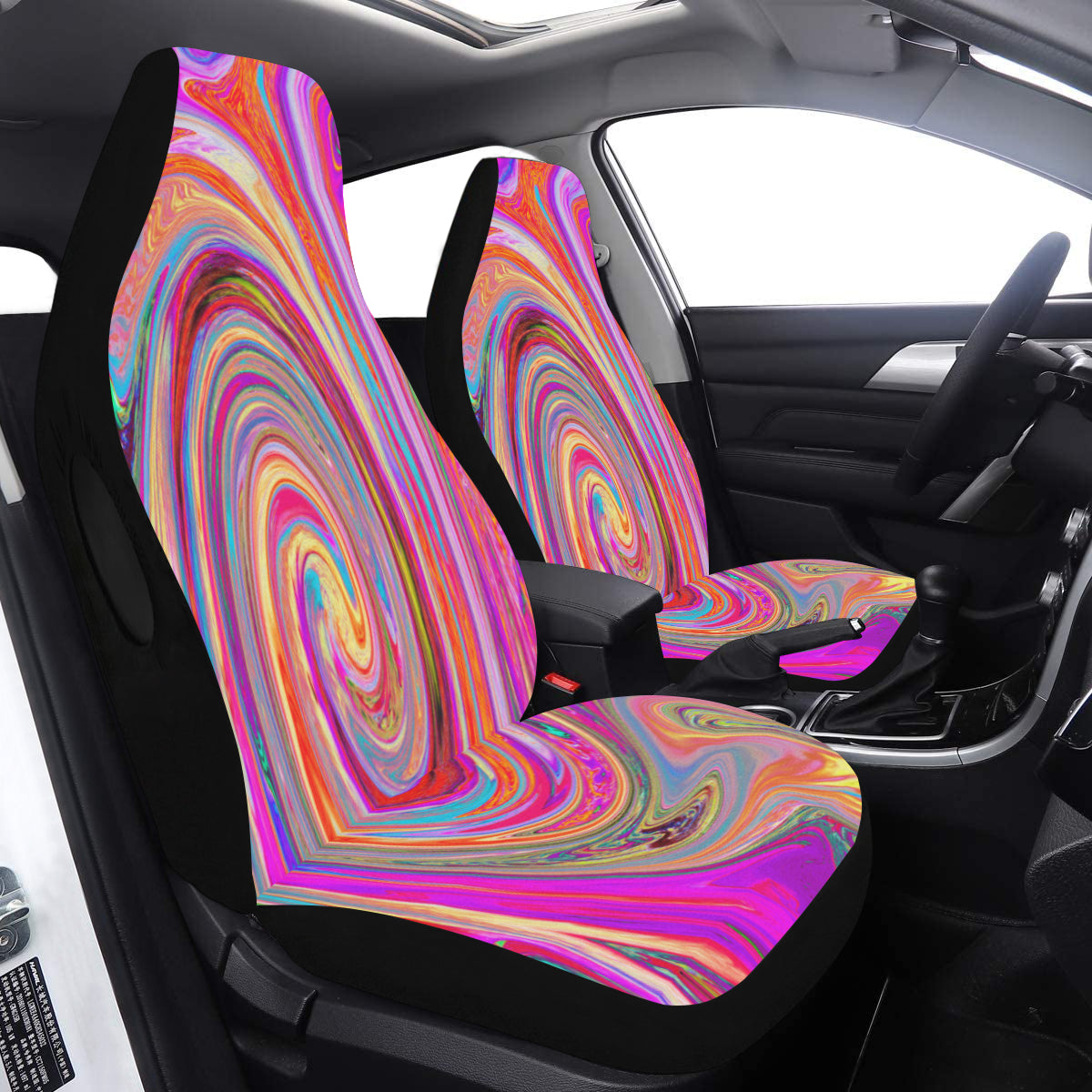 Car Seat Covers, Colorful Rainbow Swirl Retro Abstract Design