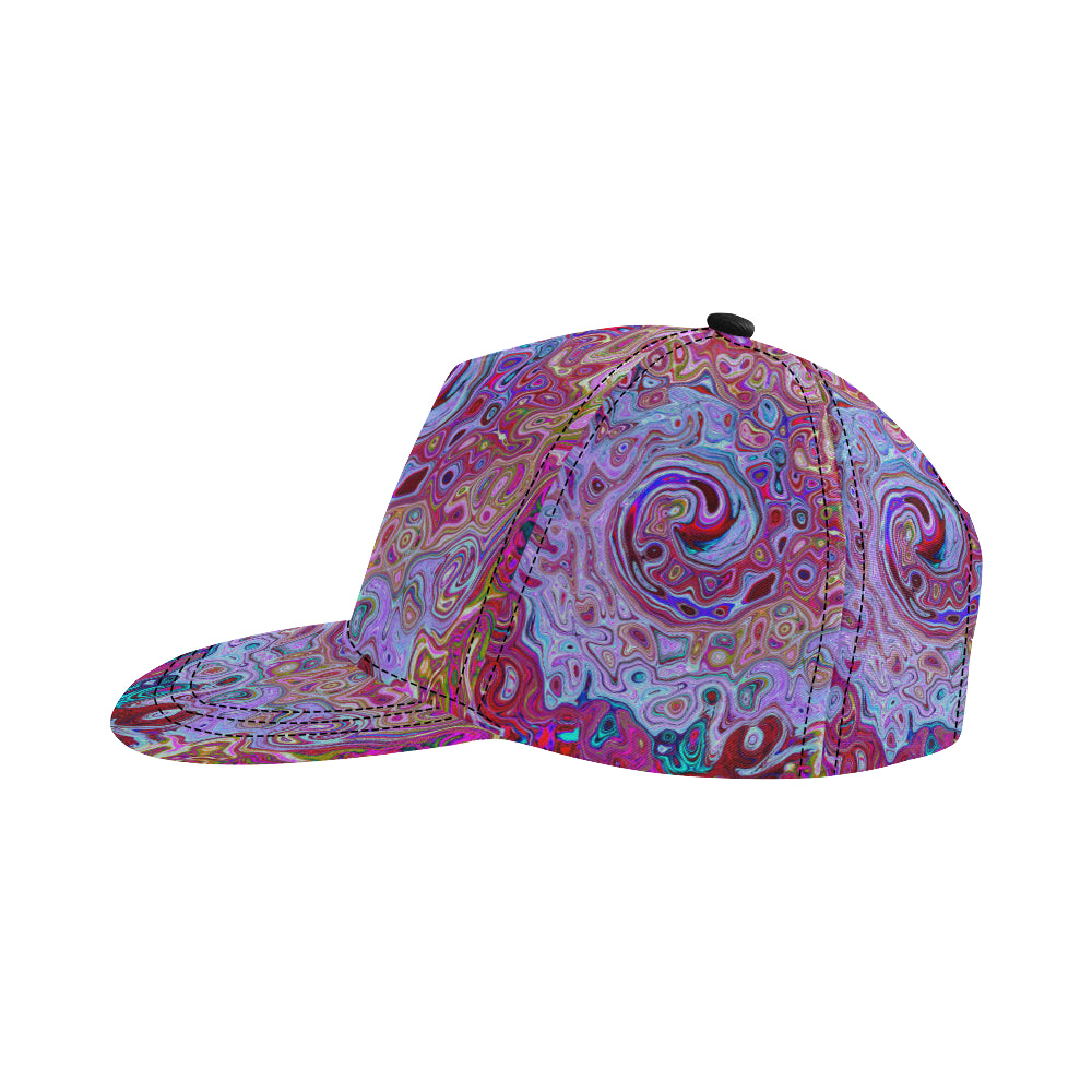 Snapback Hats, Retro Groovy Abstract Lavender and Magenta Swirl