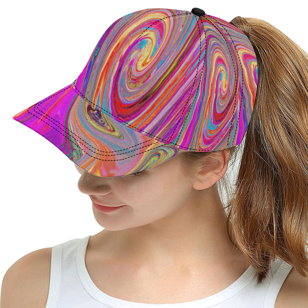 Snapback Hats, Colorful Rainbow Swirl Retro Abstract Design