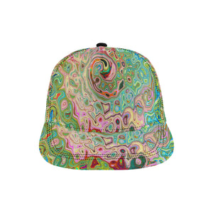 Snapback Hats, Retro Groovy Abstract Colorful Rainbow Swirl