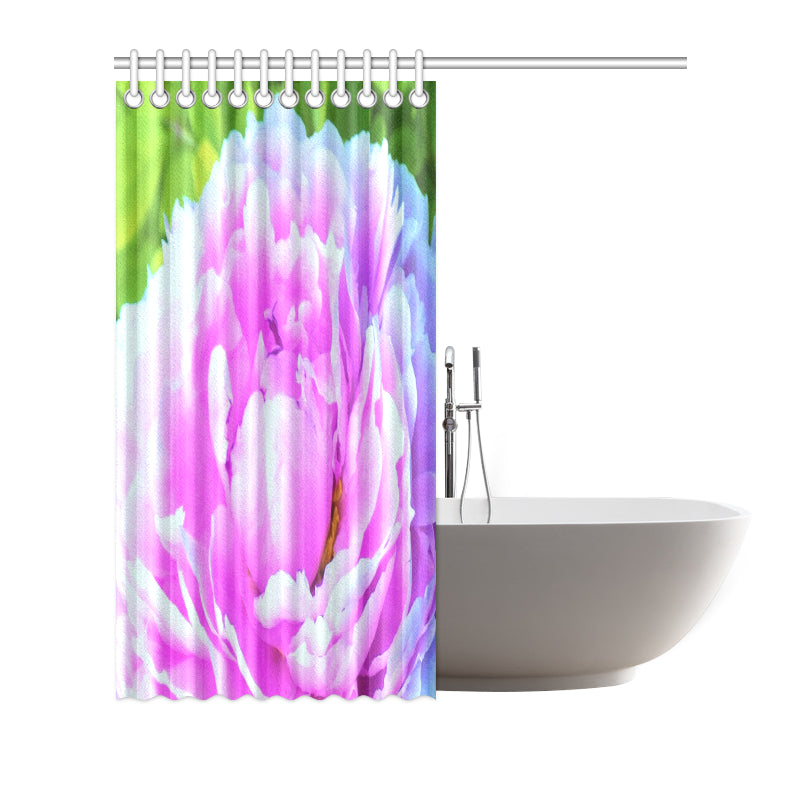 Shower Curtain, Stunning Double Pink Peony Flower Detail