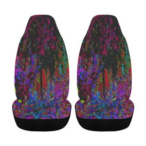 Car Seat Covers, Psychedelic Crimson Red and Black Garden Sunrise